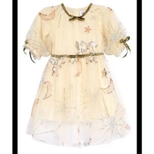 Lola + The Boys Golden Star Sequin Party Dress‎ 12 Unicorn Shimmer 
Tulle Bows